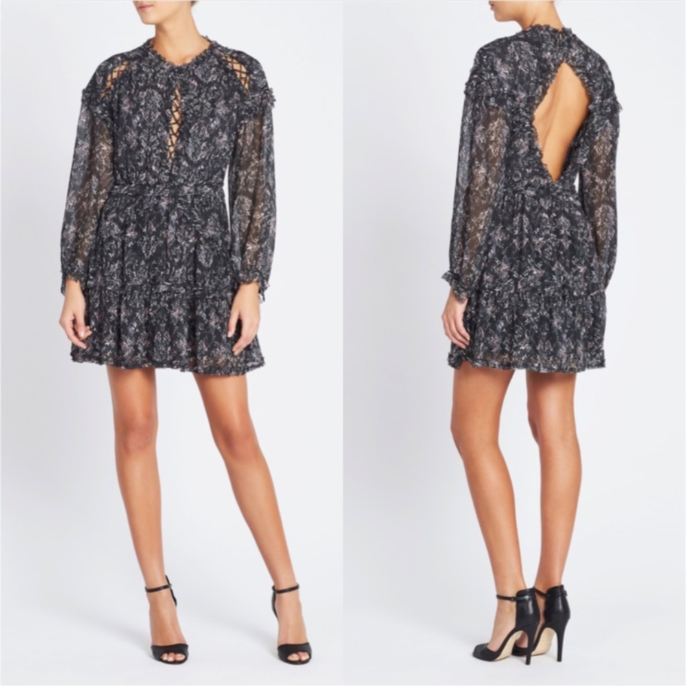 IRO. JEANS DARLING CUT-OUT RUFFLED MINI DRESS